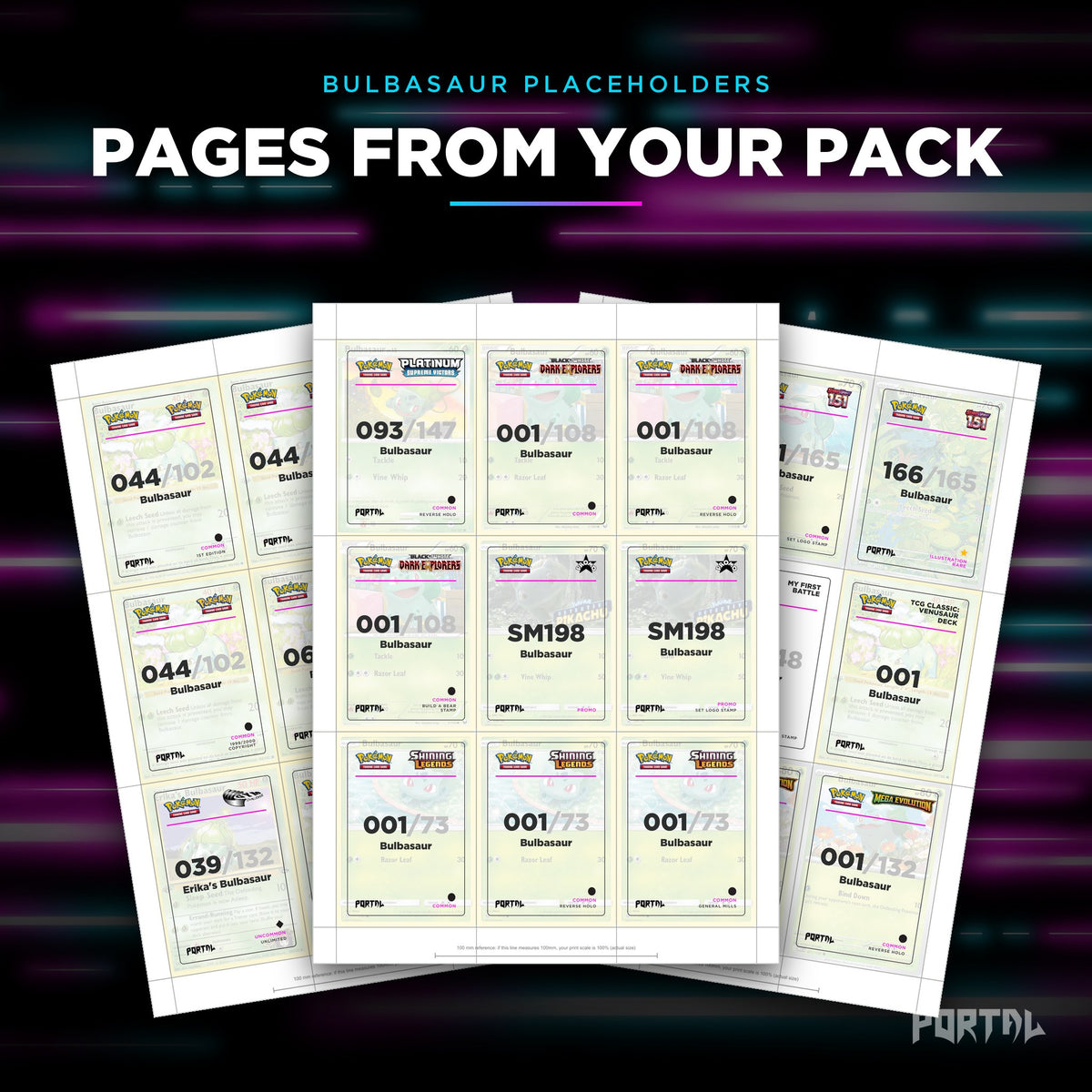 Pages from the Bulbasaur placeholder pack