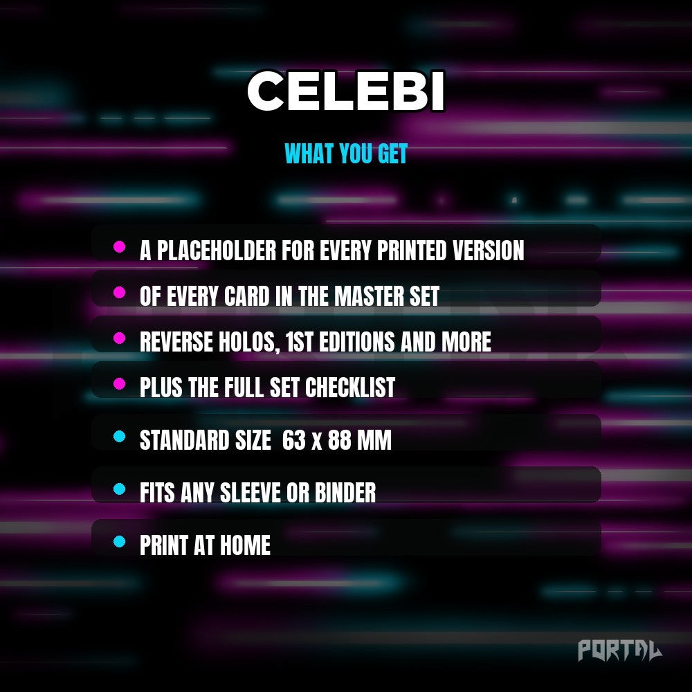 What you get in the Celebi placeholder pack