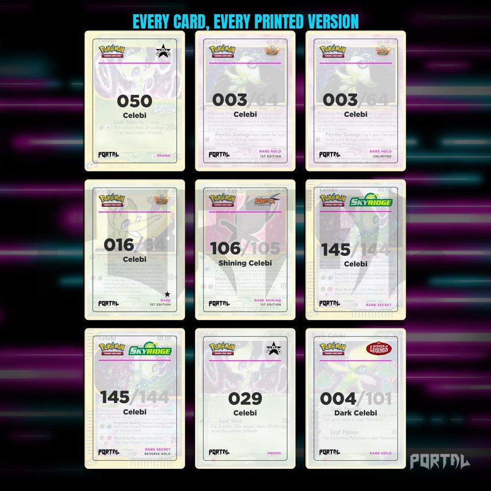 A binder page of Celebi placeholders