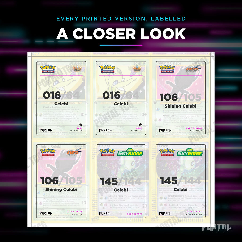 Close up of one Celebi placeholder page