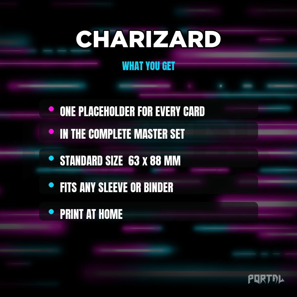 Charizard character master set placeholders, what you get, Portal TCG