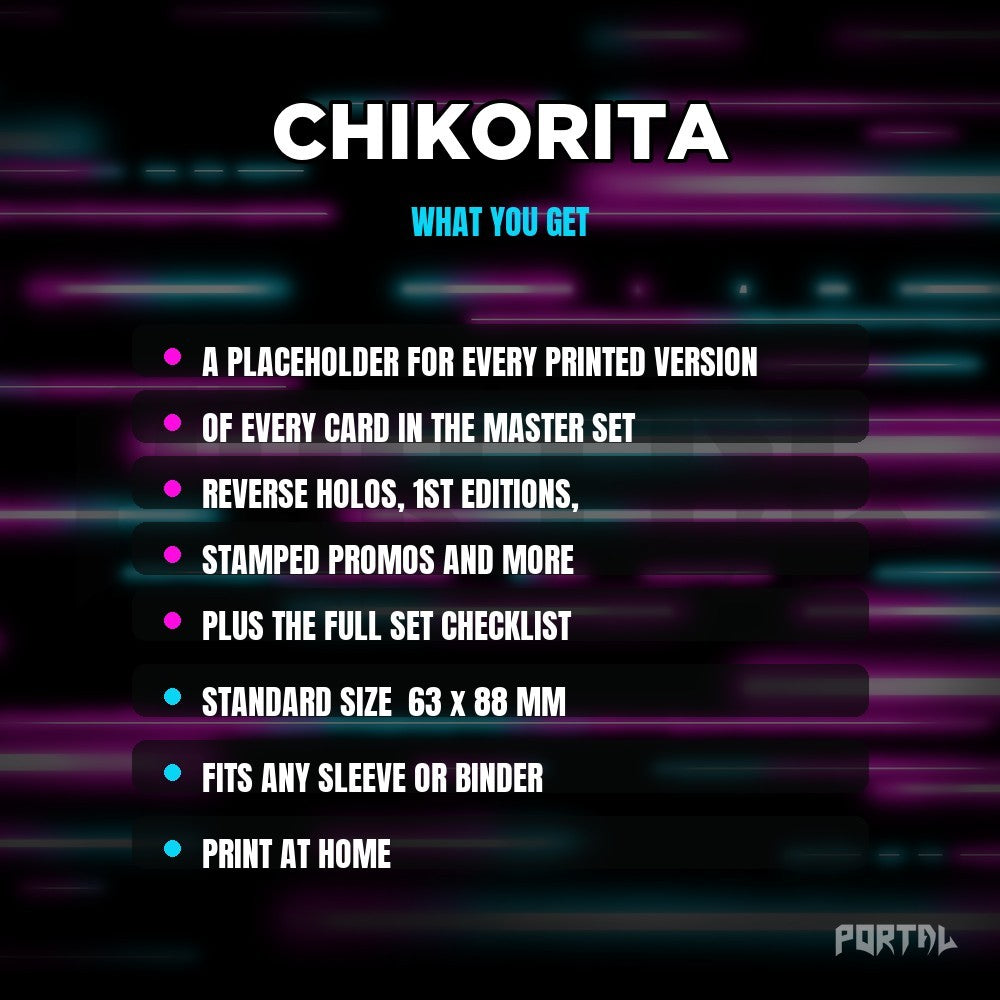 What you get in the Chikorita placeholder pack