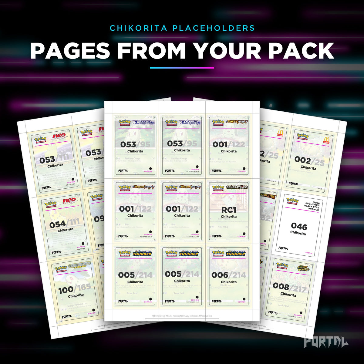 Pages from the Chikorita placeholder pack
