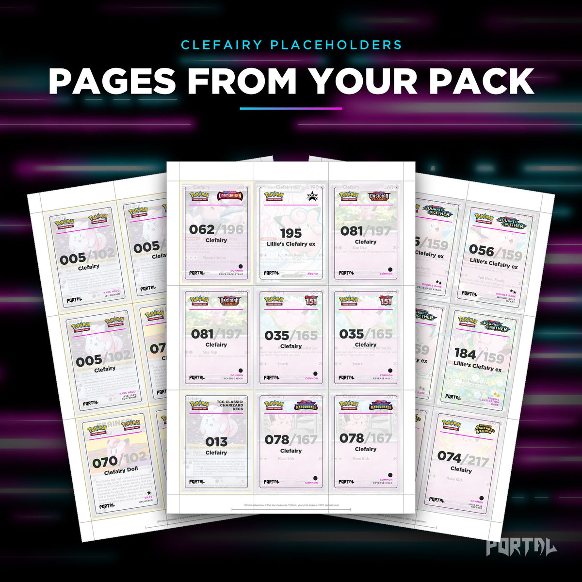 Pages from the Clefairy placeholder pack