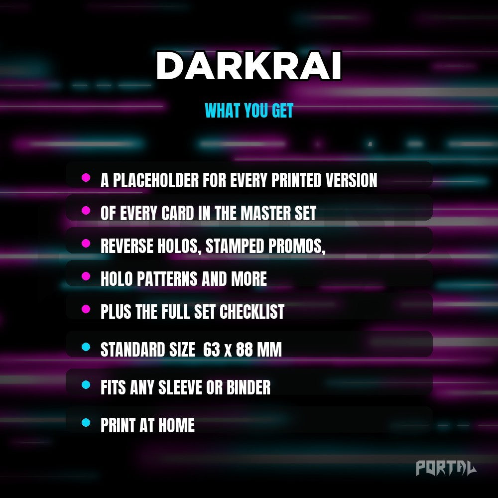 What you get in the Darkrai placeholder pack