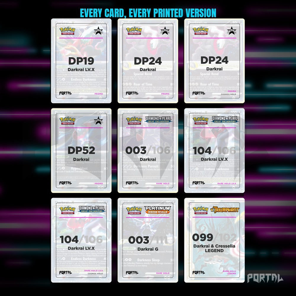 A binder page of Darkrai placeholders