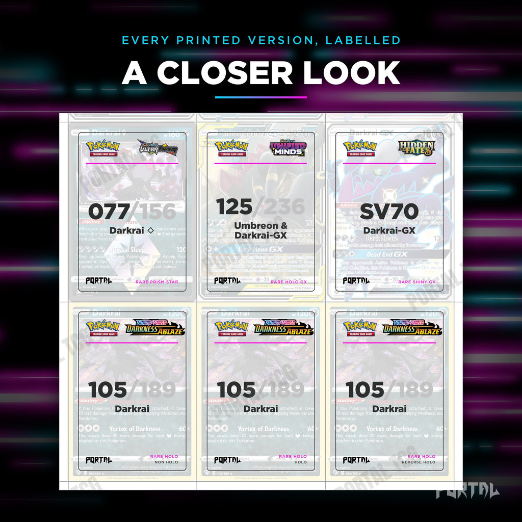 Close up of one Darkrai placeholder page