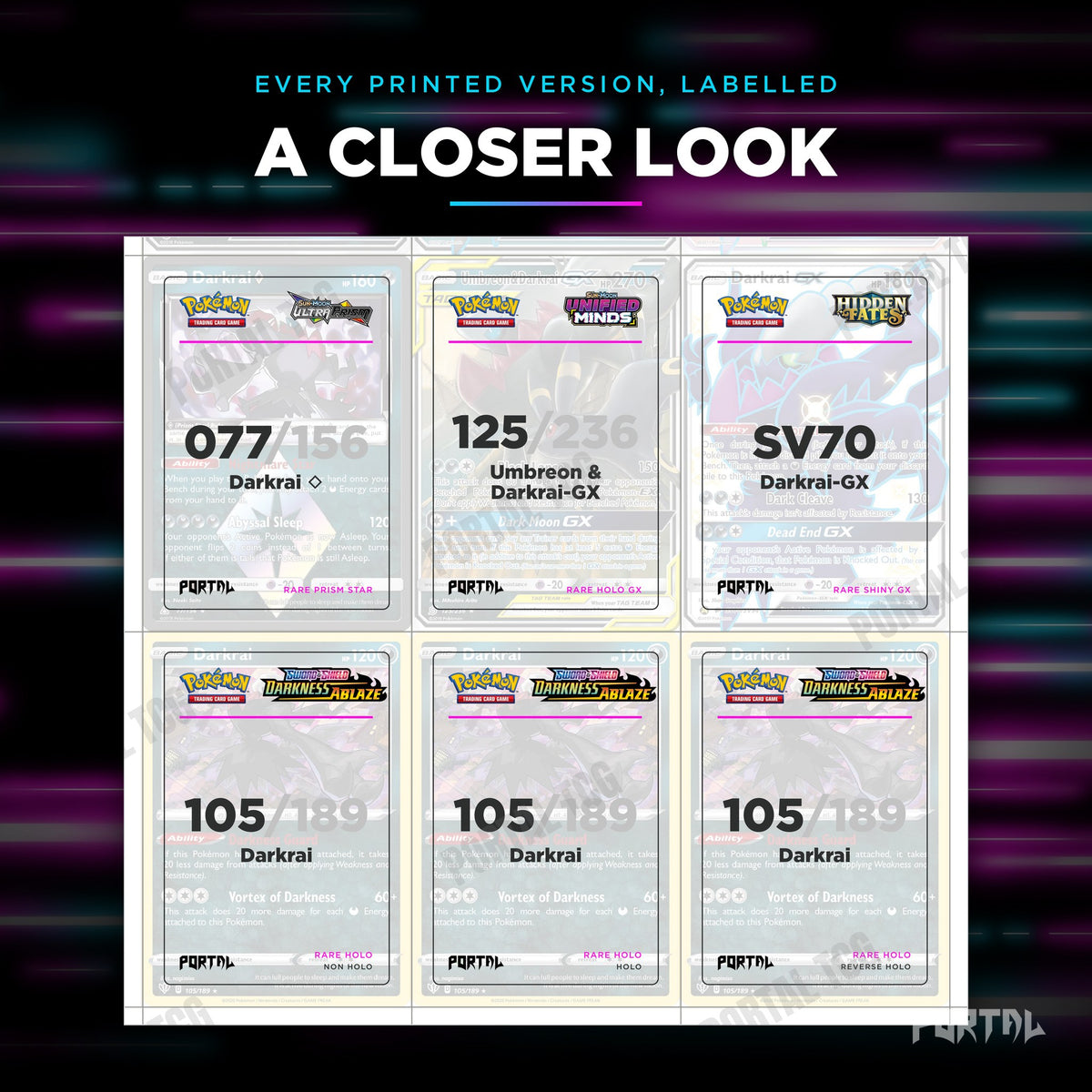 Close up of one Darkrai placeholder page