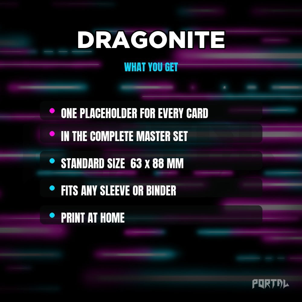 Dragonite character master set placeholders, what you get, Portal TCG