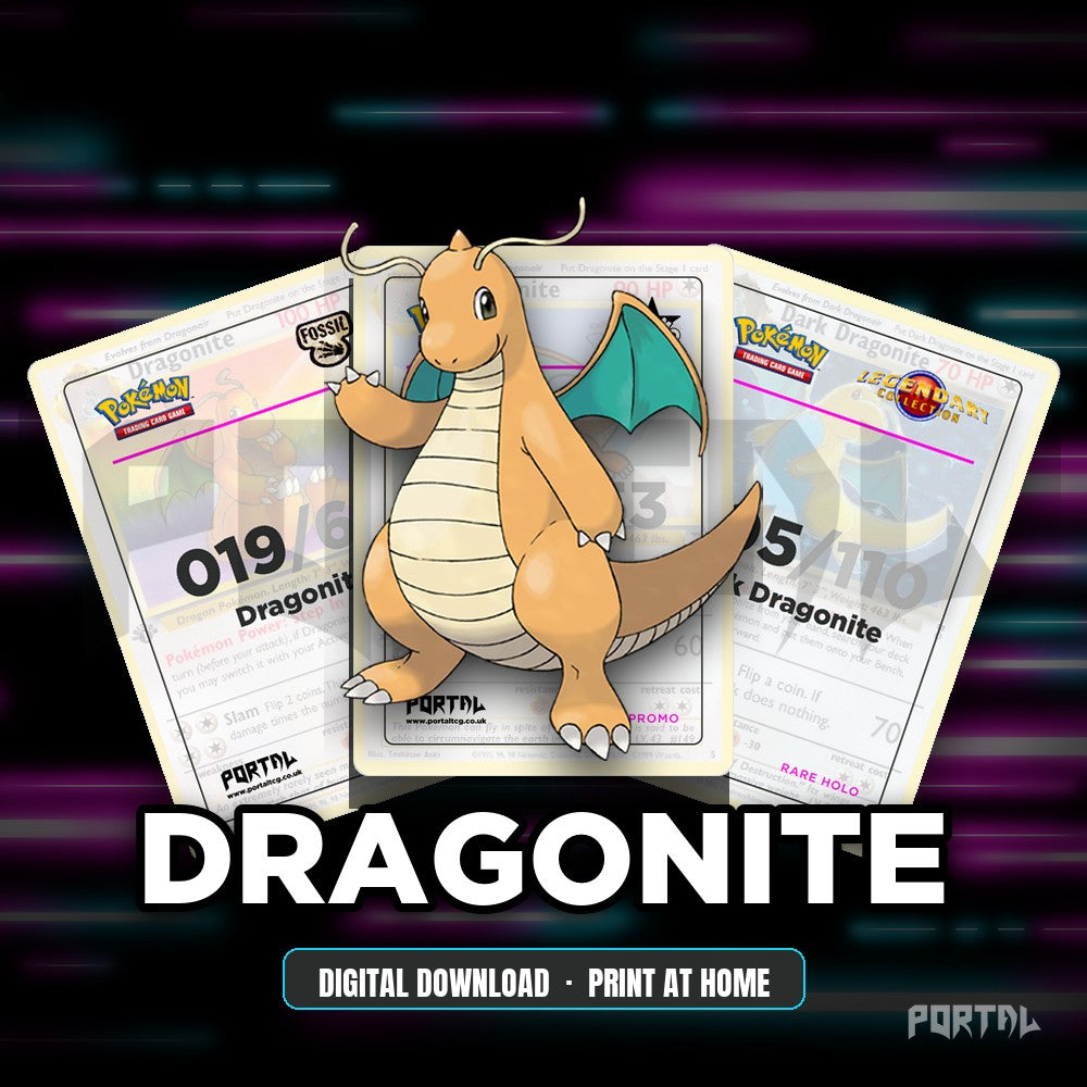 Dragonite character master set placeholder cards, digital download, Portal TCG