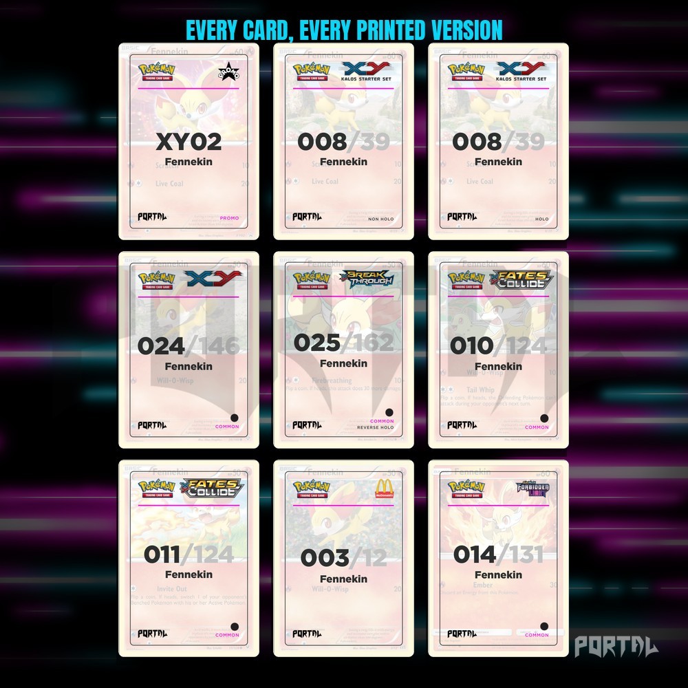 A binder page of Fennekin placeholders