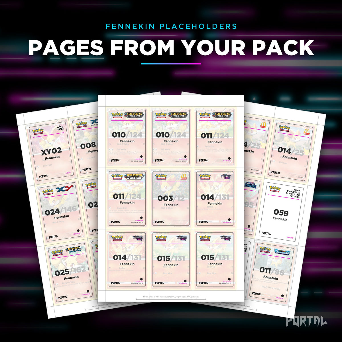 Pages from the Fennekin placeholder pack