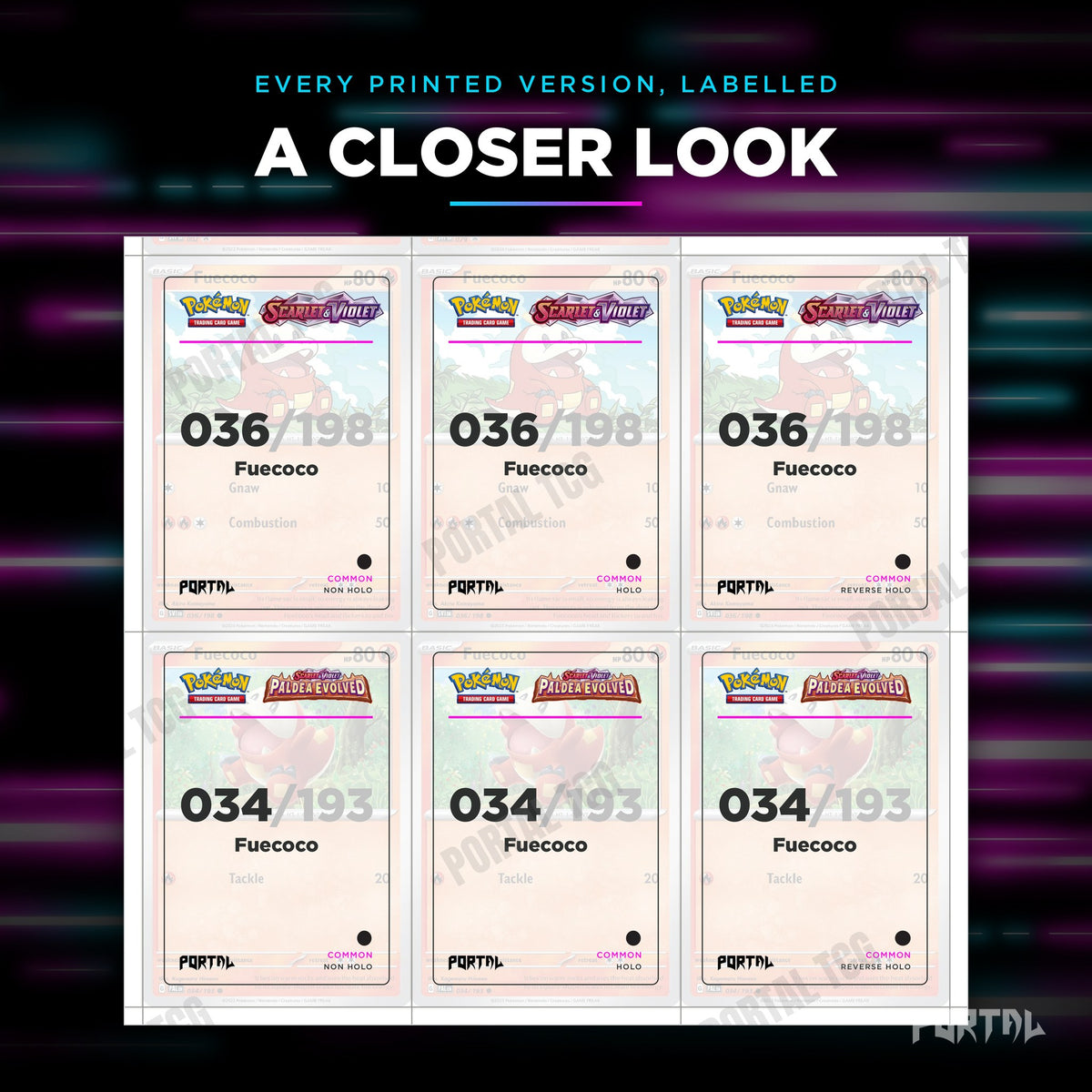 Close up of one Fuecoco placeholder page