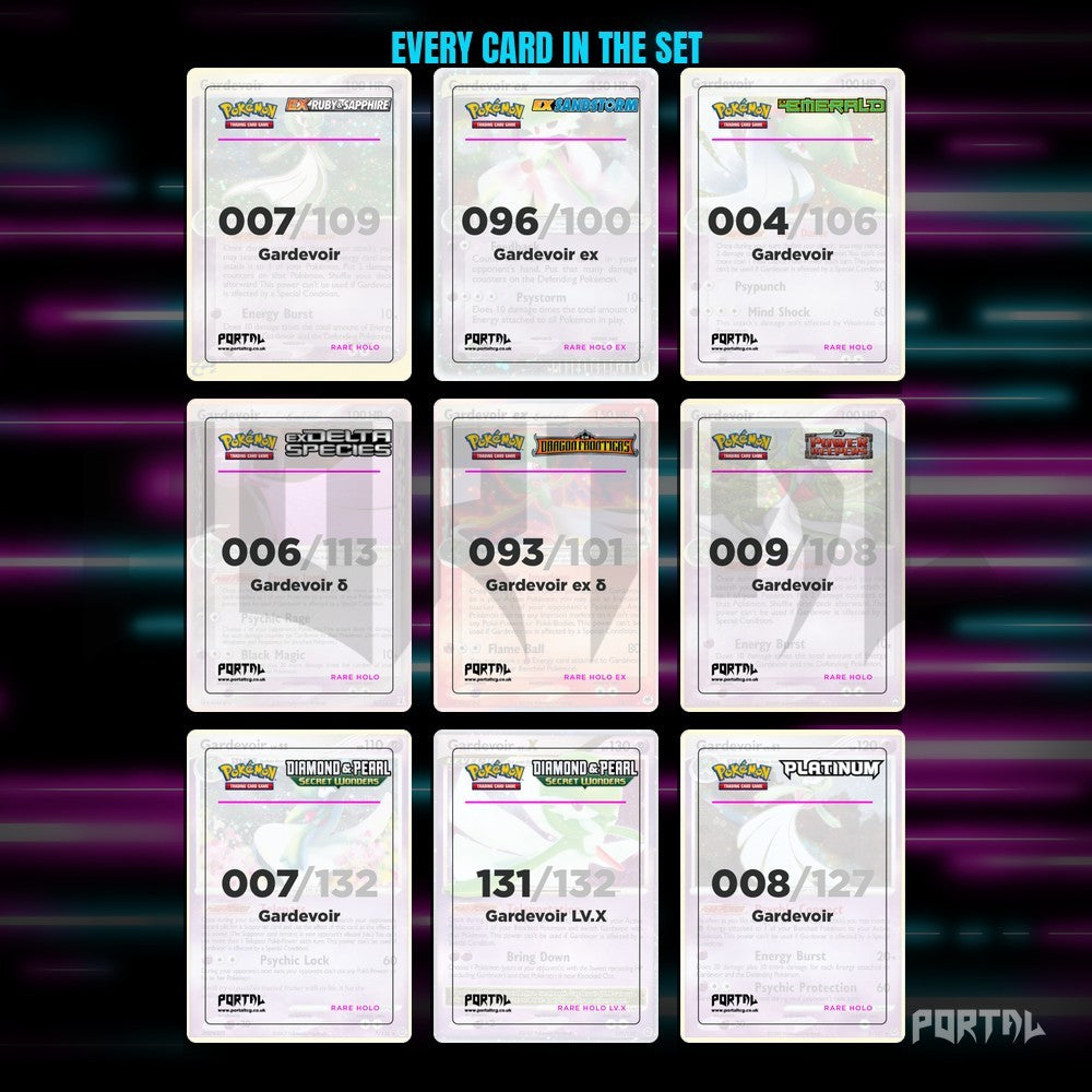 Gardevoir character master set placeholders, binder page, Portal TCG