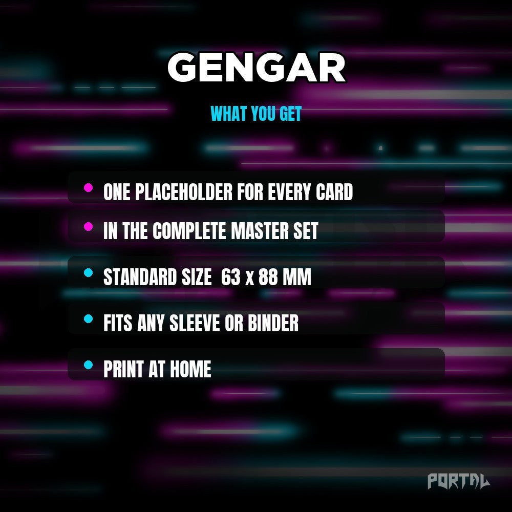 Gengar character master set placeholders, what you get, Portal TCG