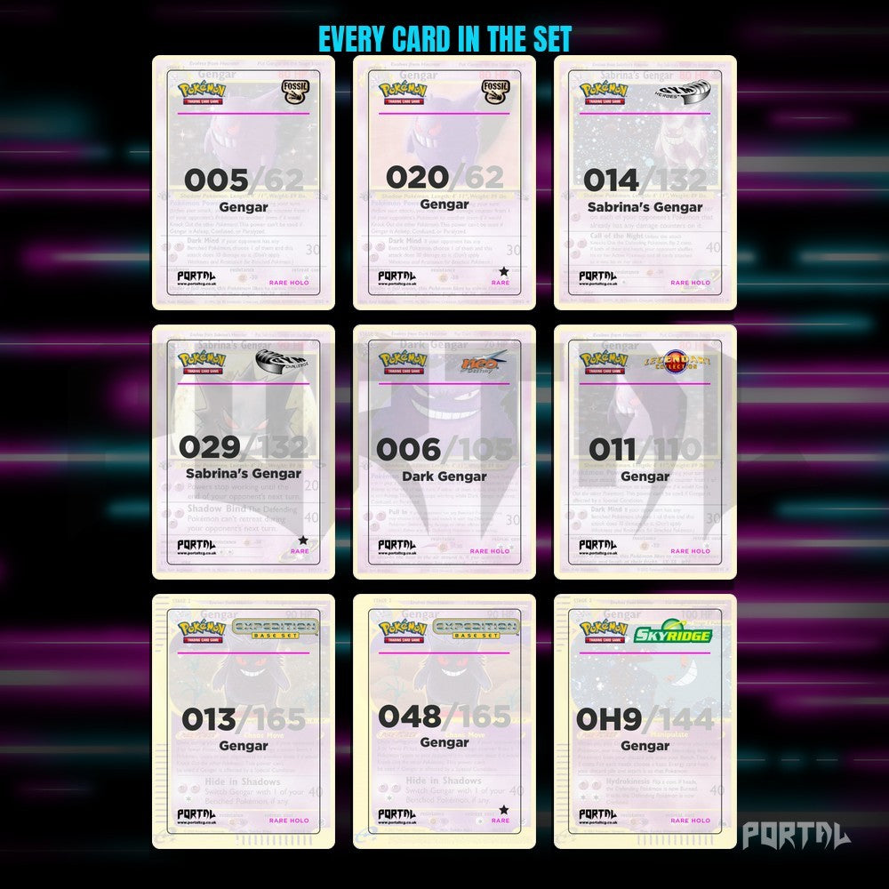 Gengar character master set placeholders, binder page, Portal TCG