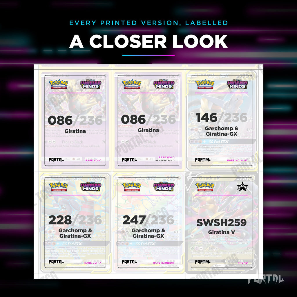 Close up of one Giratina placeholder page