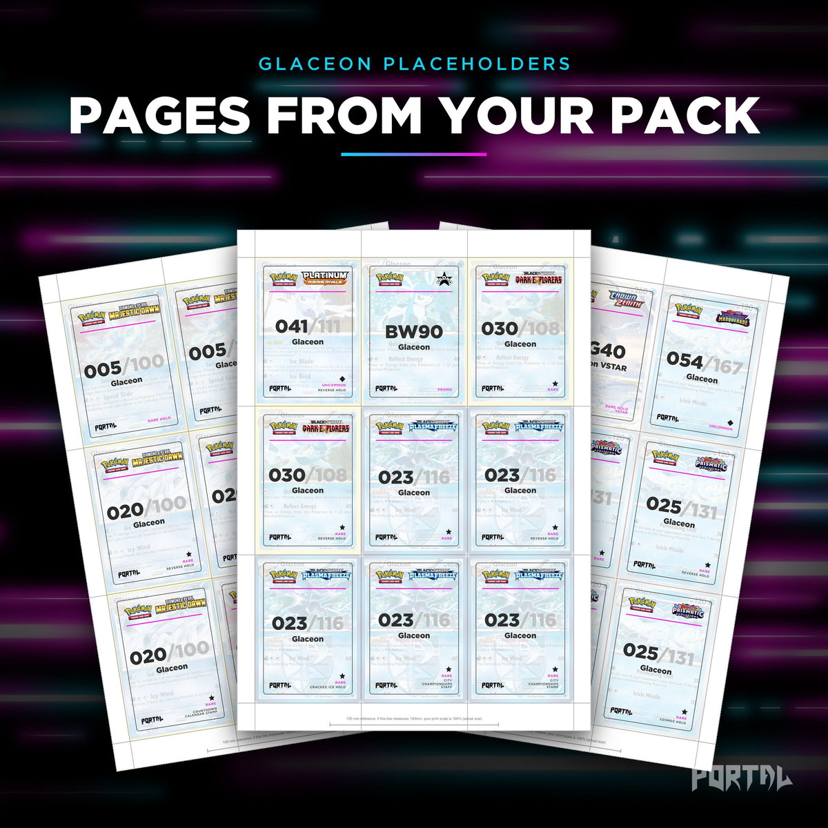 Pages from the Glaceon placeholder pack