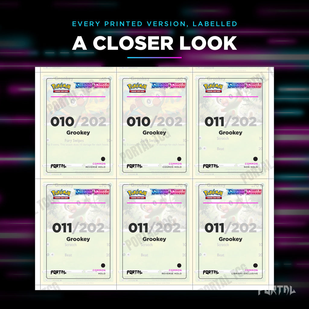Close up of one Grookey placeholder page