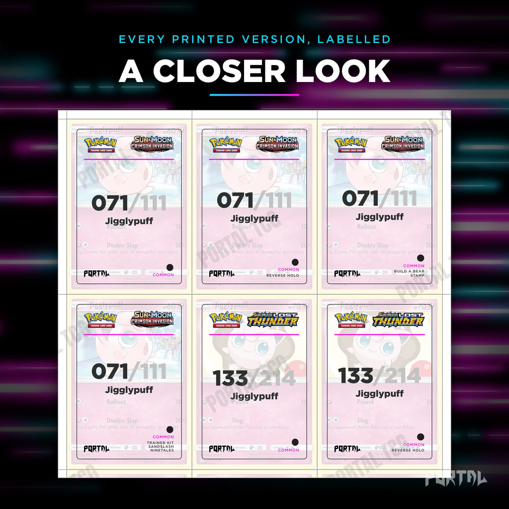 Close up of one Jigglypuff placeholder page