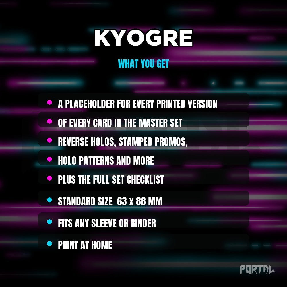 What you get in the Kyogre placeholder pack