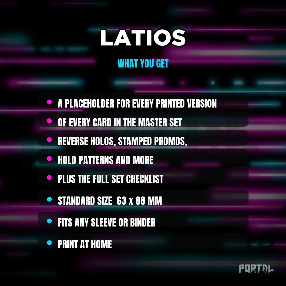What you get in the Latios placeholder pack