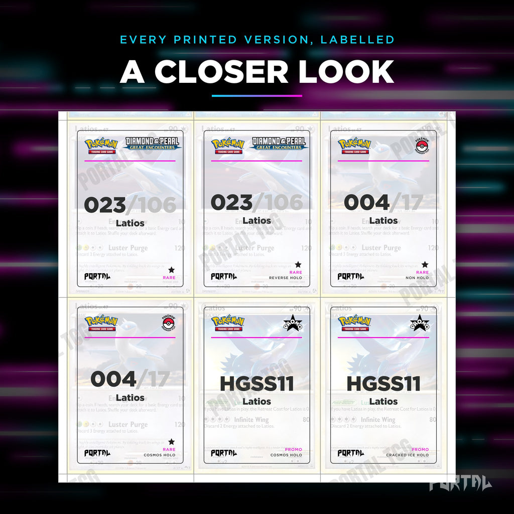 Close up of one Latios placeholder page