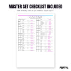 The Latios master set checklist included in the pack
