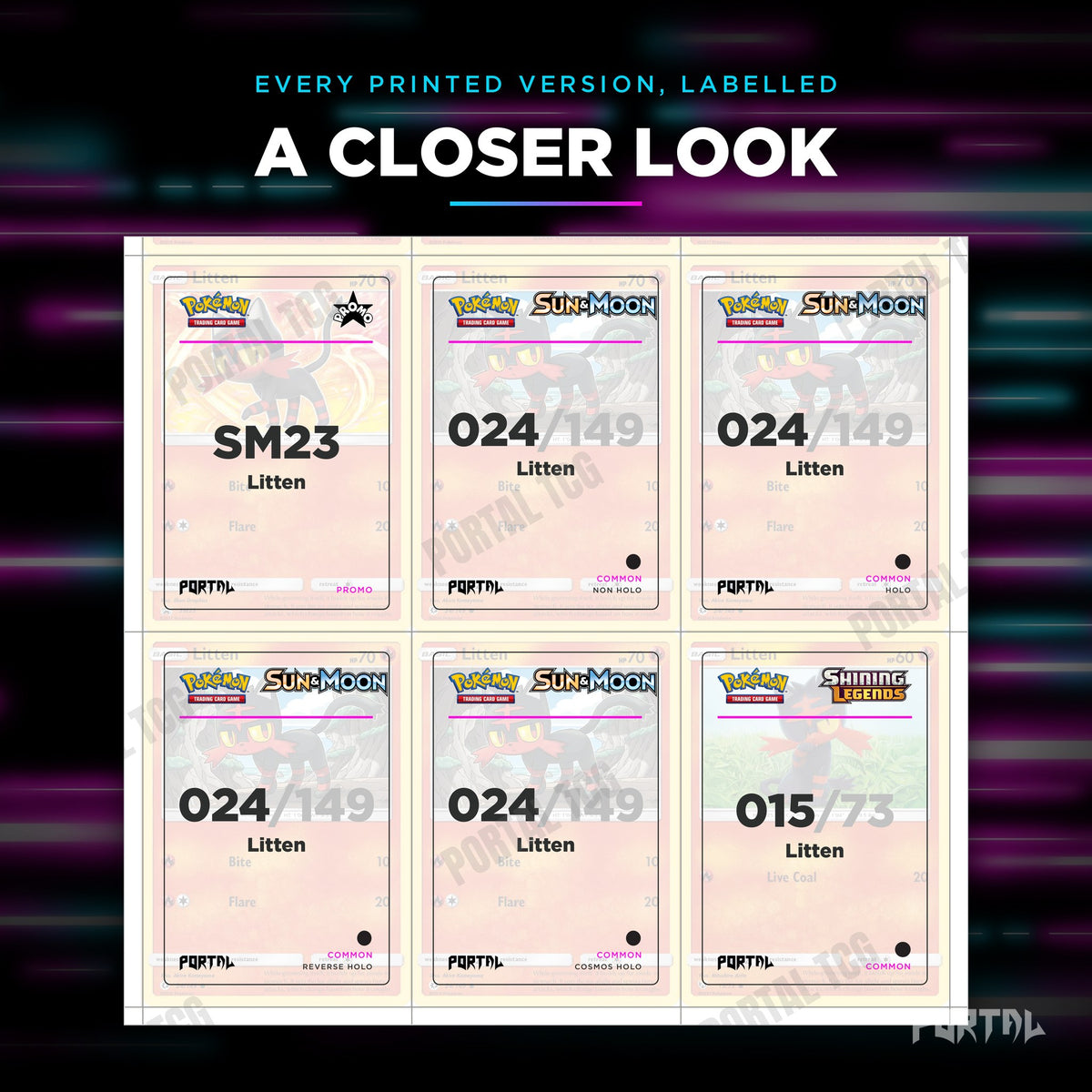 Close up of one Litten placeholder page