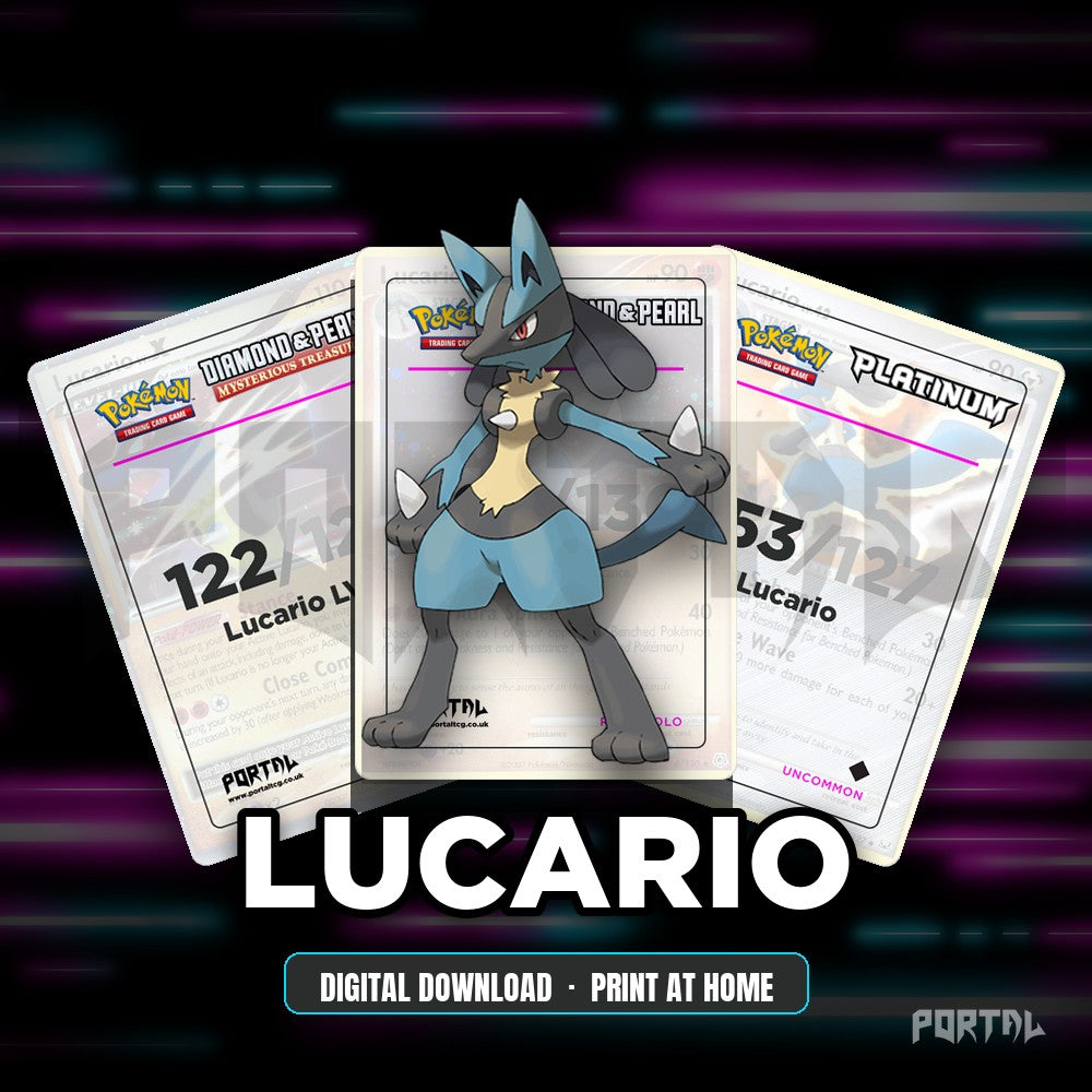 Lucario character master set placeholder cards, digital download, Portal TCG