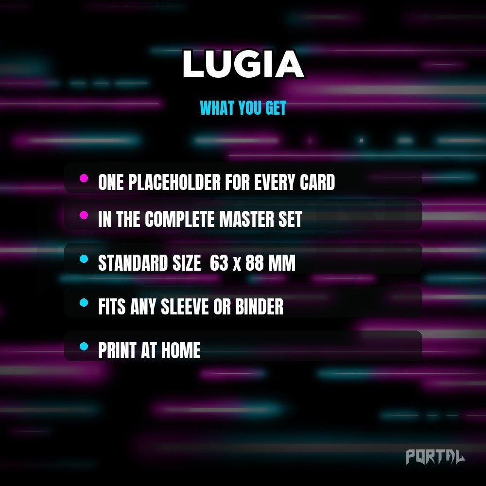 Lugia character master set placeholders, what you get, Portal TCG