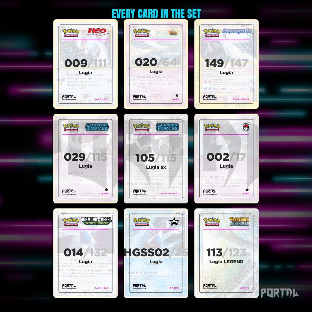Lugia character master set placeholders, binder page, Portal TCG