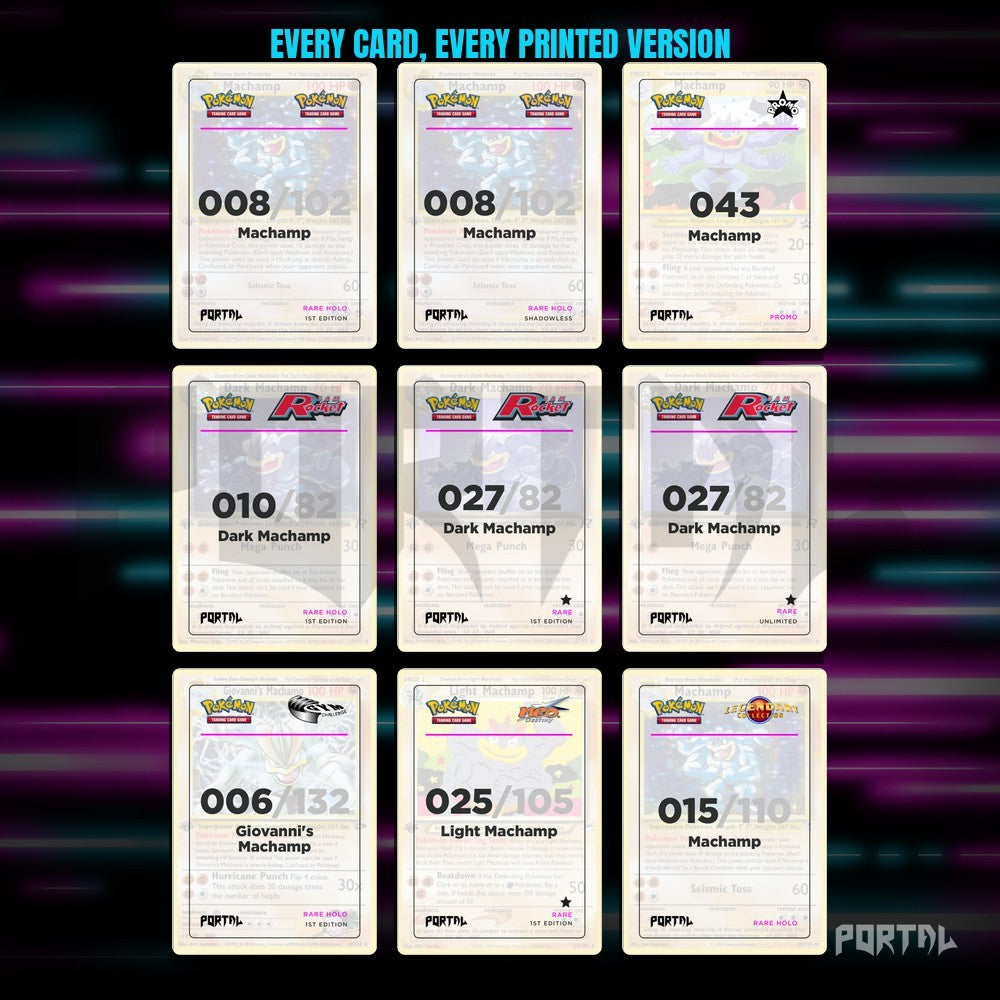 A binder page of Machamp placeholders