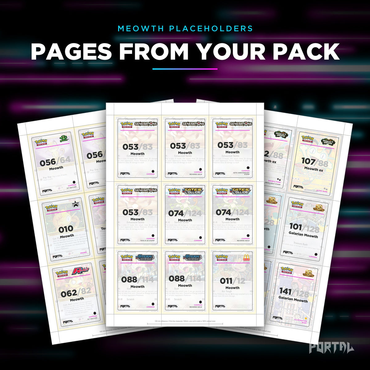 Pages from the Meowth placeholder pack