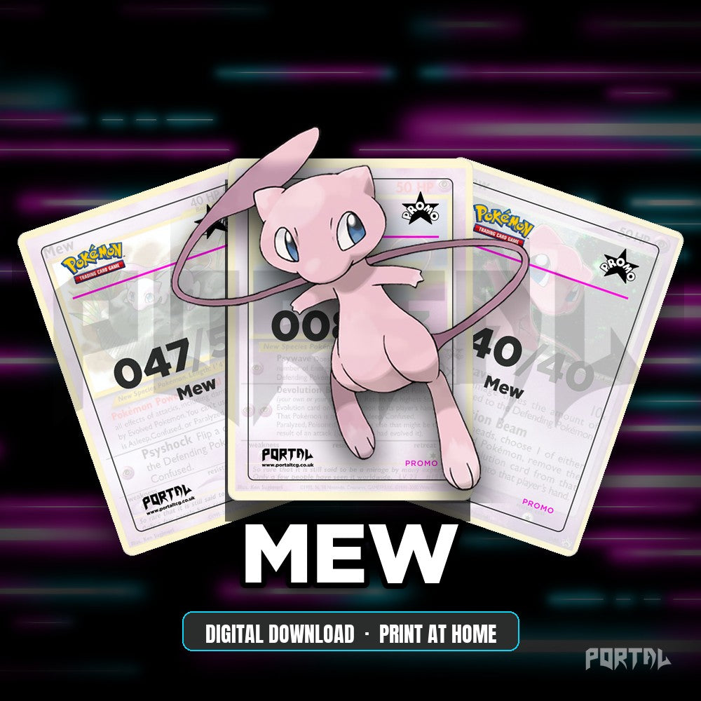 Mew character master set placeholder cards, digital download, Portal TCG