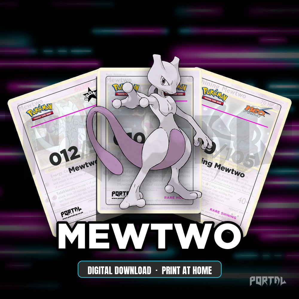 Mewtwo character master set placeholder cards, digital download, Portal TCG