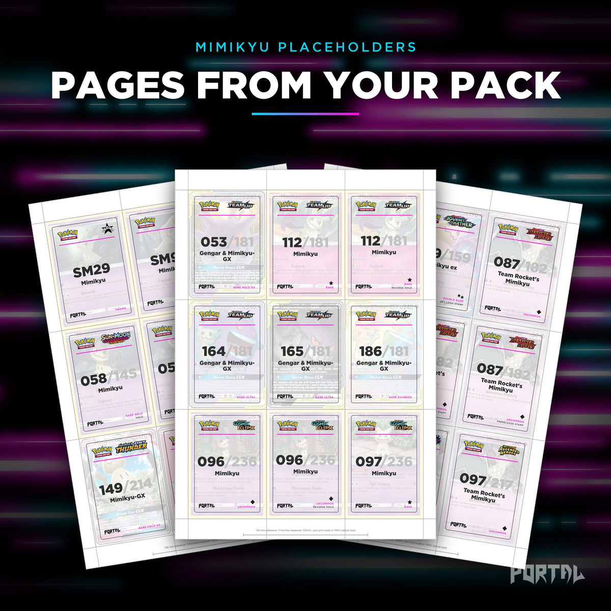Pages from the Mimikyu placeholder pack