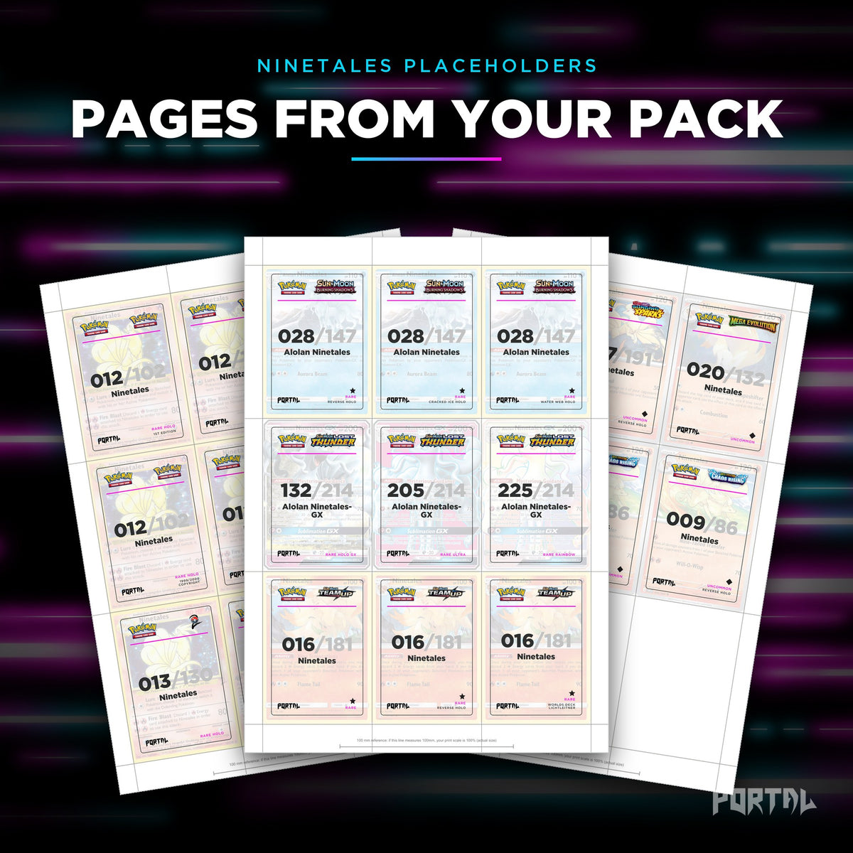 Pages from the Ninetales placeholder pack