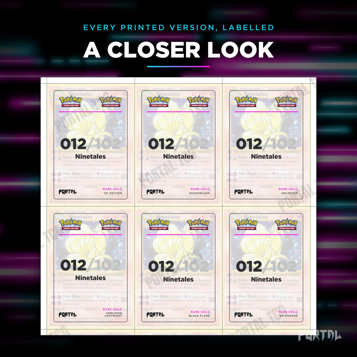 Close up of one Ninetales placeholder page