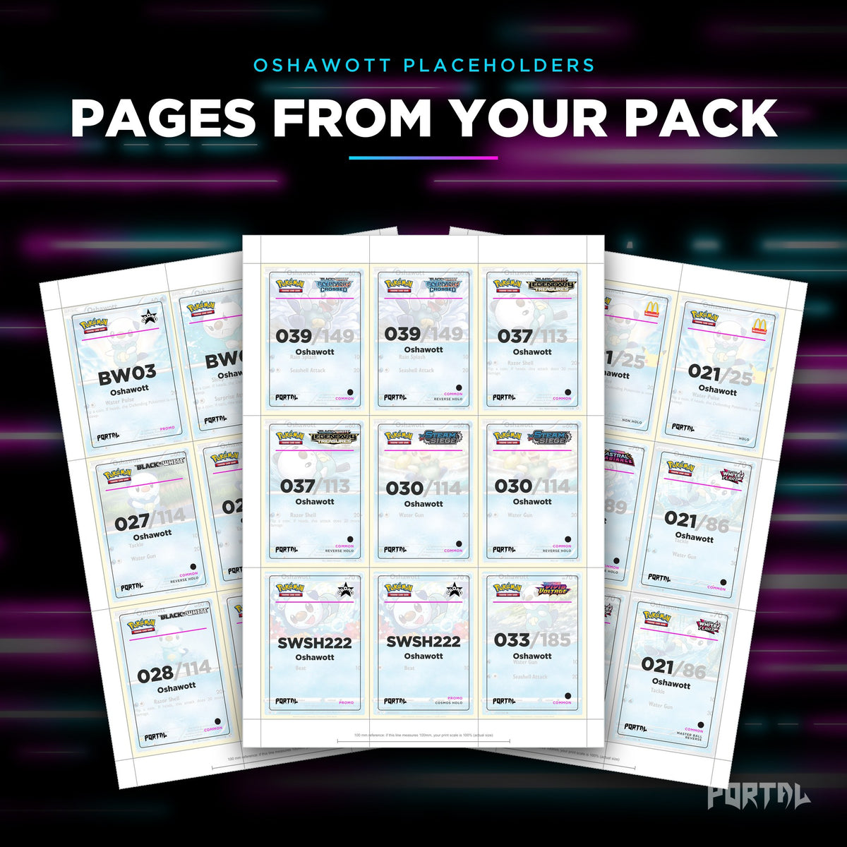 Pages from the Oshawott placeholder pack