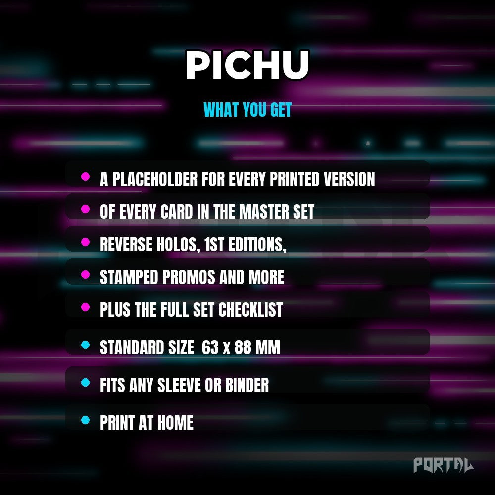What you get in the Pichu placeholder pack