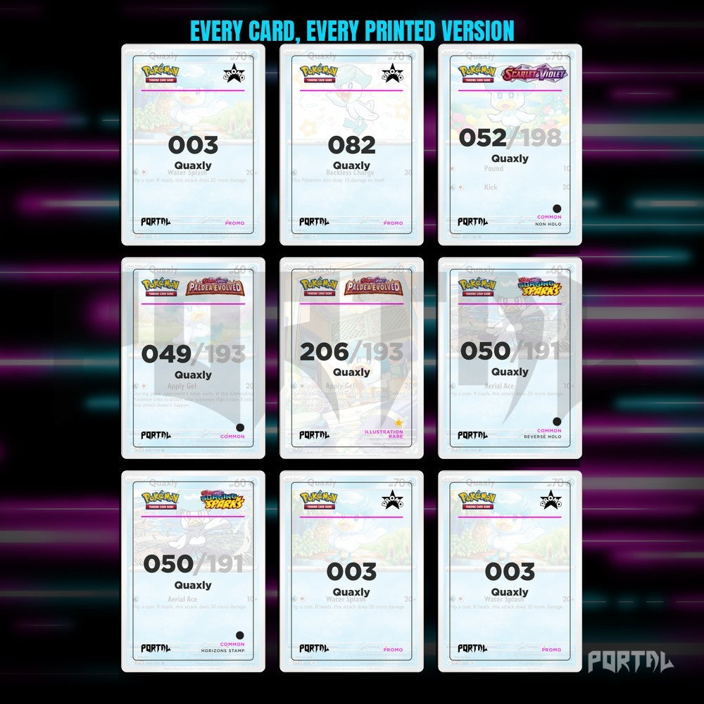 A binder page of Quaxly placeholders