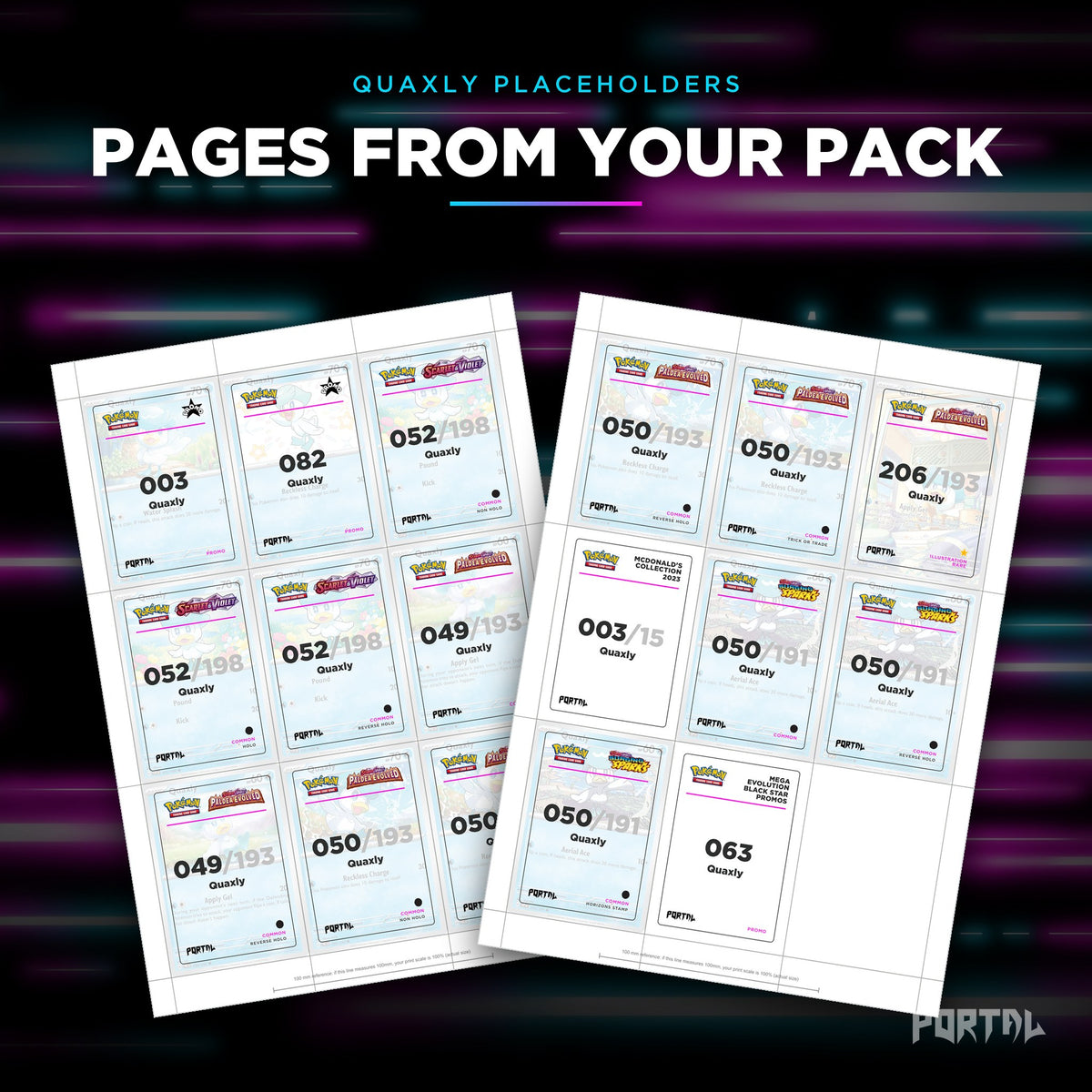 Pages from the Quaxly placeholder pack
