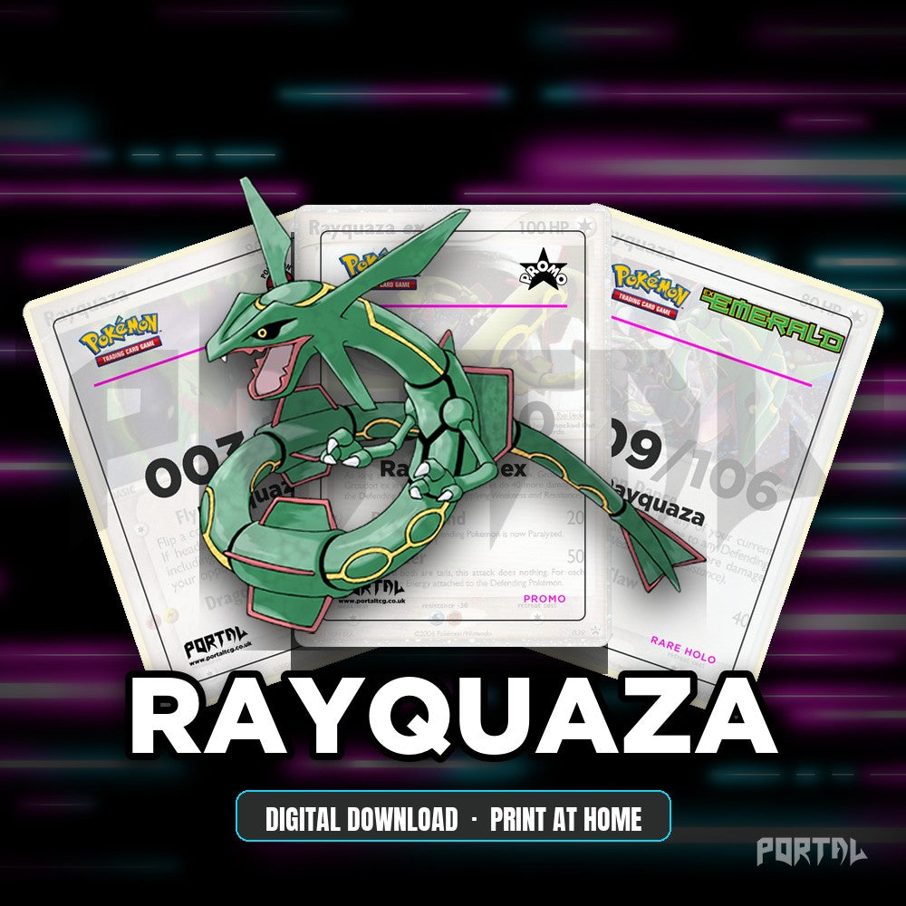 Rayquaza character master set placeholder cards, digital download, Portal TCG