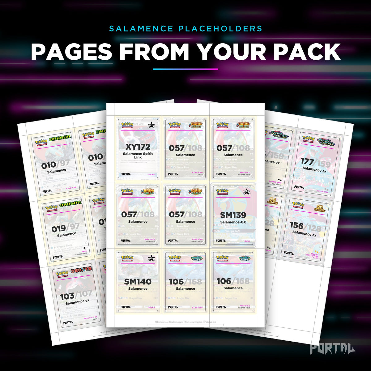 Pages from the Salamence placeholder pack