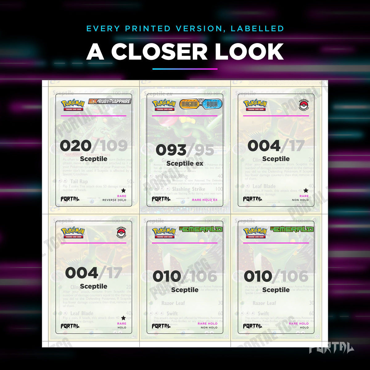 Close up of one Sceptile placeholder page