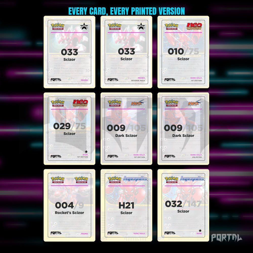 A binder page of Scizor placeholders