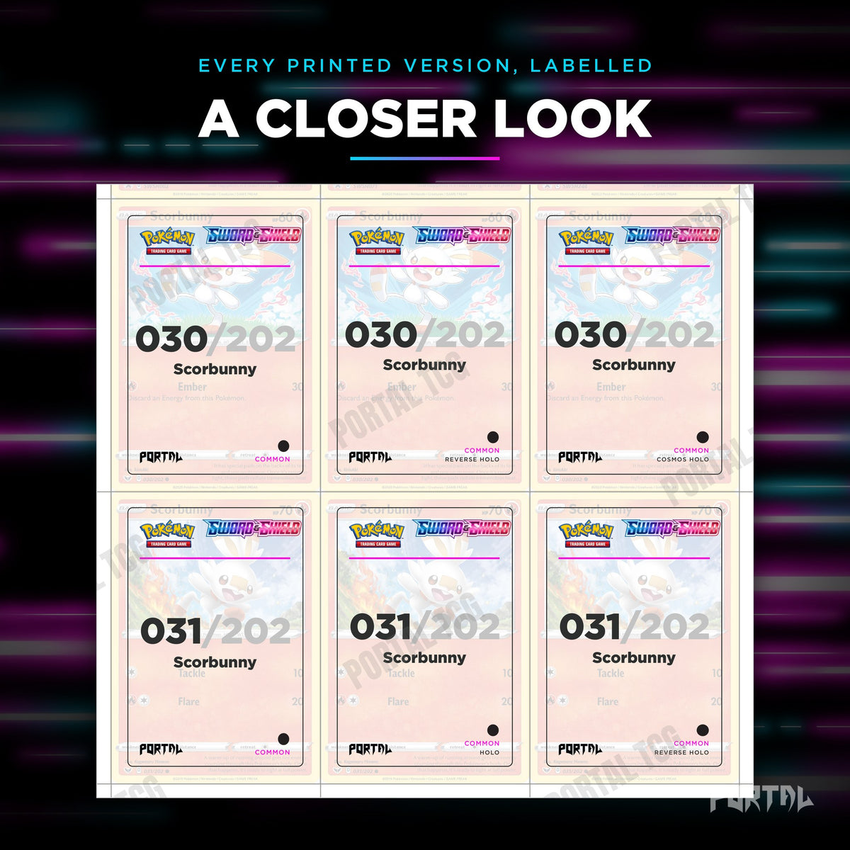Close up of one Scorbunny placeholder page