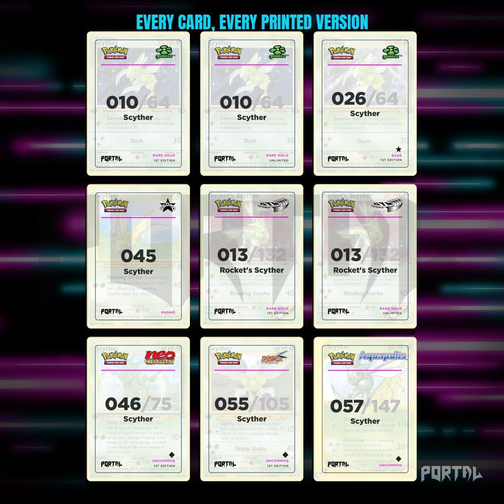 A binder page of Scyther placeholders