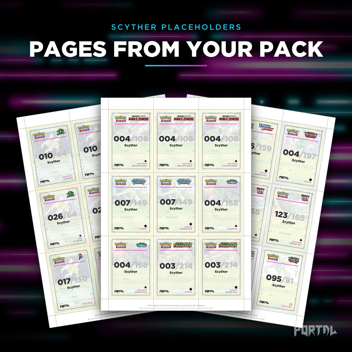 Pages from the Scyther placeholder pack